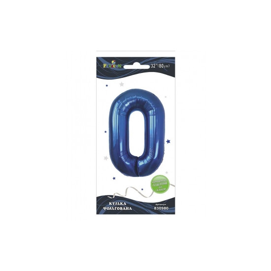 Цифра фольгированная  "0" индиго 32"(80cm) Pelican (830980)