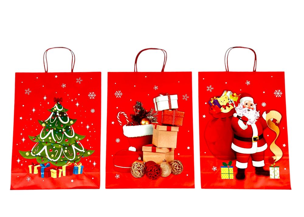 Пакет подарунковий  новорічний, 4 дизайни, 210g , 41 х 31 х 11 см (106589)