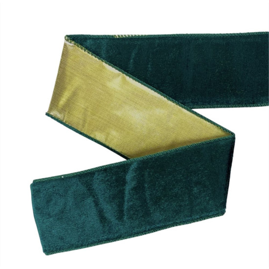 Лента бархатная новогодняя  63мм , 10 ярд (D30253 green)