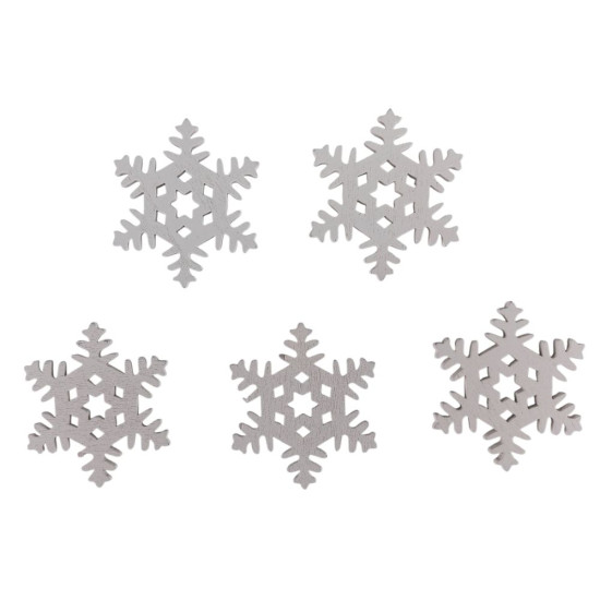 Деревянная снежинка со звездочкой 5 х 6см, белая, 5шт (TK-024)