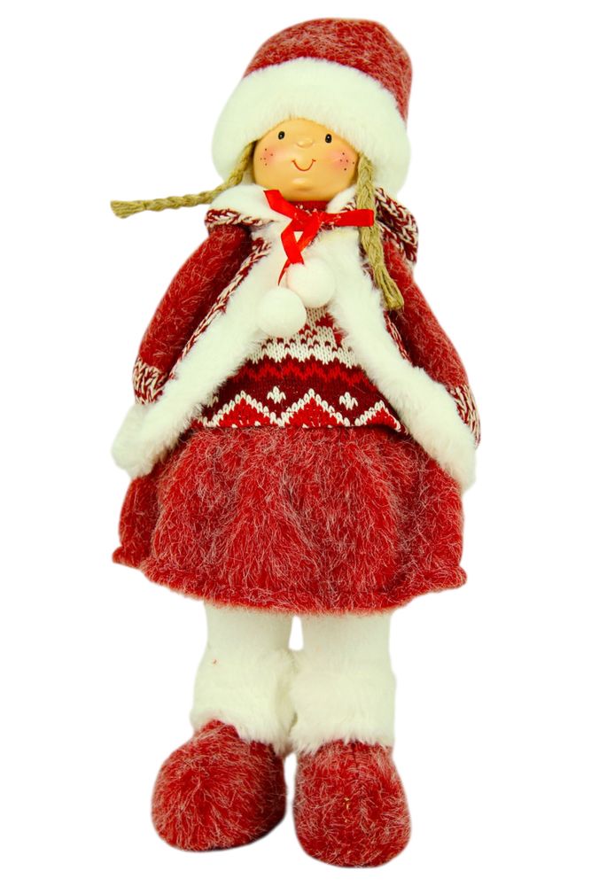 Новогодняя мягкая игрушка Девочка в красном 46см (L01148)
