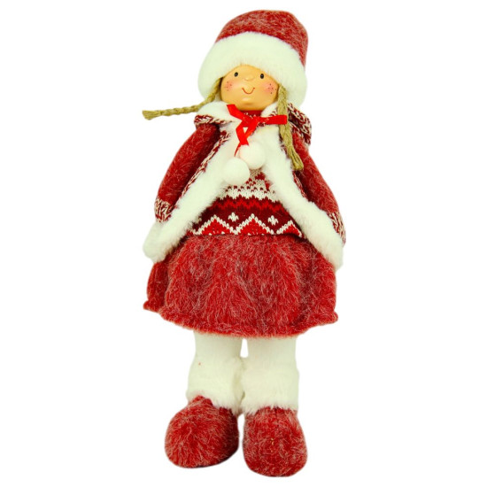Новогодняя мягкая игрушка Девочка в красном 46см (L01148)