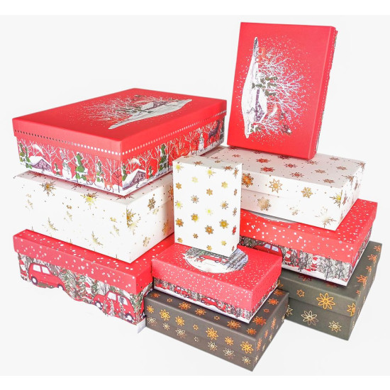 Подарочная новогодняя коробка прямоугольная 36 х 26 х 11см  , 10шт/наб (108125)