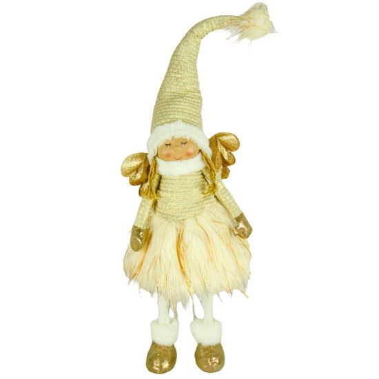 Новогодняя мягкая игрушка Фея, стоящая бело-золотая 81см (L01160)