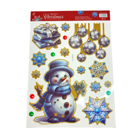 Наклейка новогодняя на окна многоразовая, с глитером 42 х 30см (YC-JSD01-12)