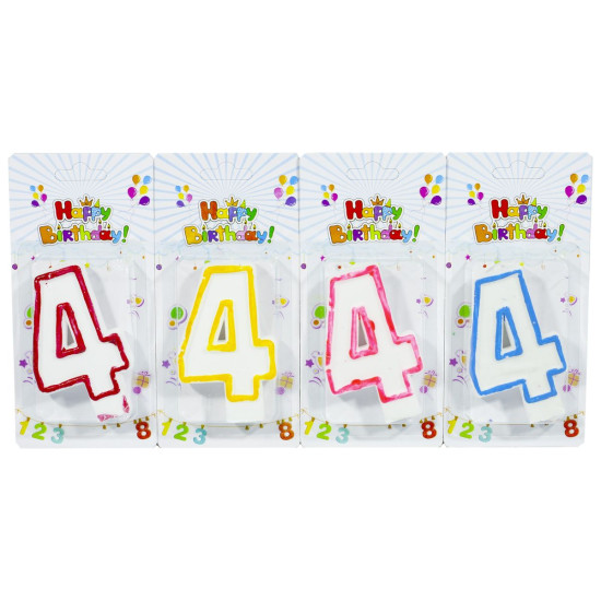 Свеча для торта "Цифры "4", 7,5 х 4см Разноцветный Unison (5151-4)