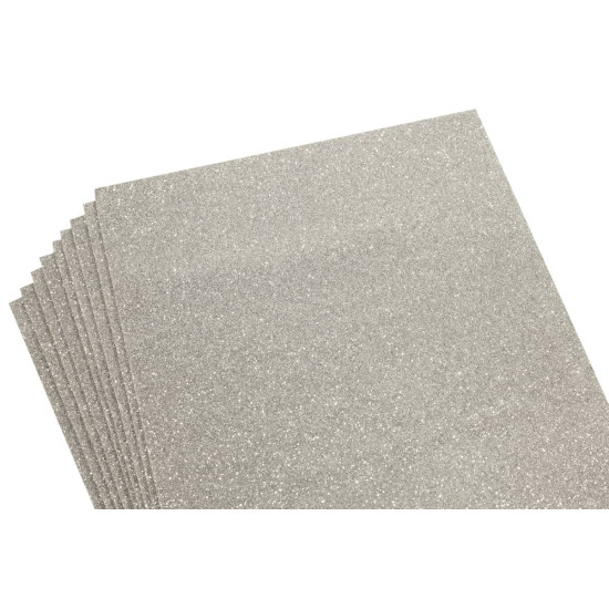 Фоаміран з глітером 2мм,  10 аркушів 20х30 - сріблястий (7949)