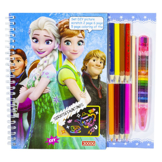 Набор для рисования "Холодное сердце" 10 листов + 2 черных листа, 8 фломастеров, восковый карандаш Josef Otten (E-3000-F)