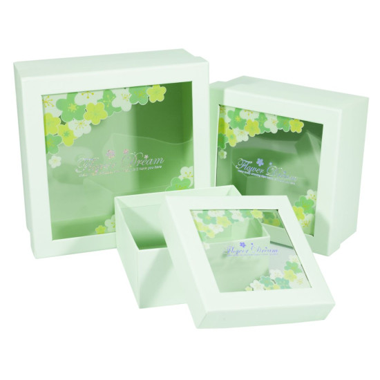 Коробки подарочные квадратная, в наборе -3шт., Unison, JKP-1 Зеленый Unison (JKP-1)