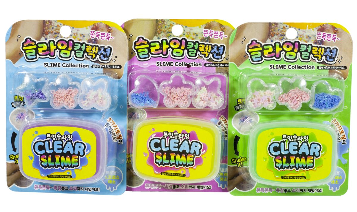 Игрушка-слайм с фимо-добавк -3шт в наборе,65г в блист (1000-А)