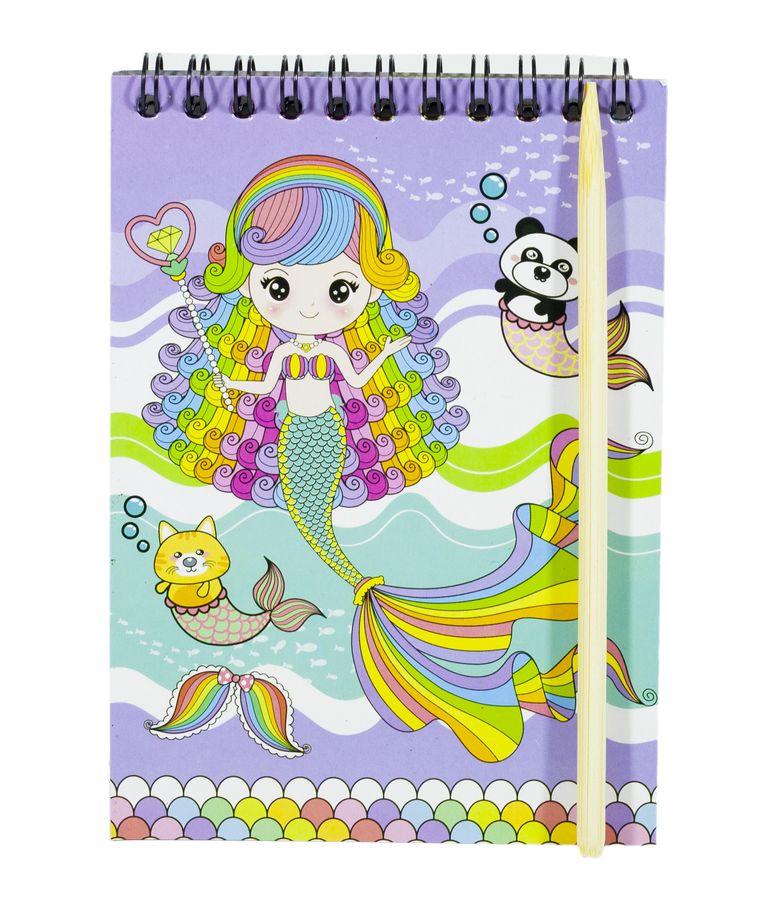 Блокнот для гравюр  А6/10 чорн.л."Русалка"+дер.палоч.Scratch note_10*14см (E-3001-C)