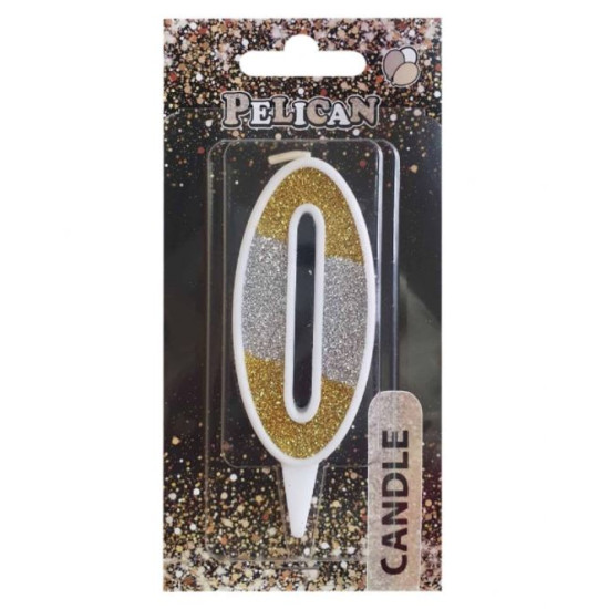 Свеча для торта Pelican "0" СЕРЕБРЯНО-ЗОЛОТАЯ 7см Разноцветный Pelican (867030)
