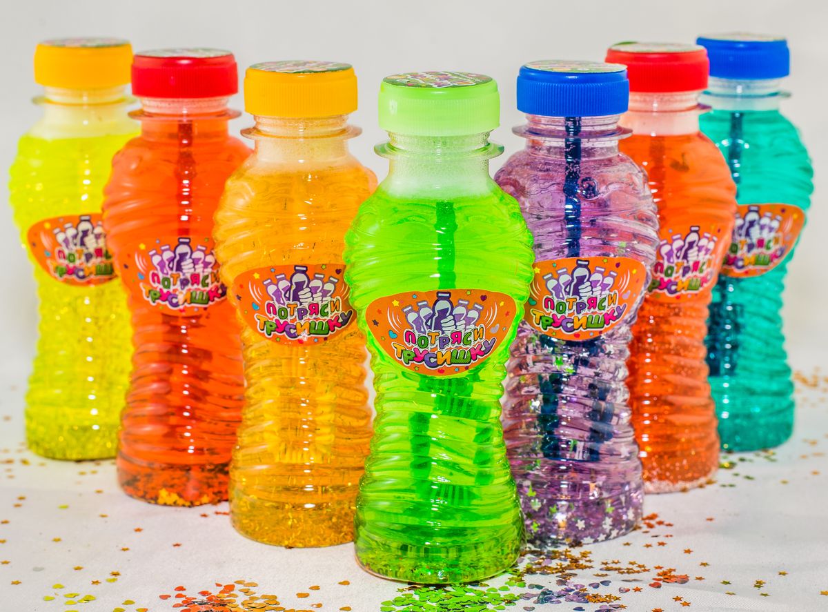 Пузыри мыльные ТРУСИШКА 150мл, неоновые с глиттерным или перламутровым  наполнителем Разноцветный Unison (T 150)