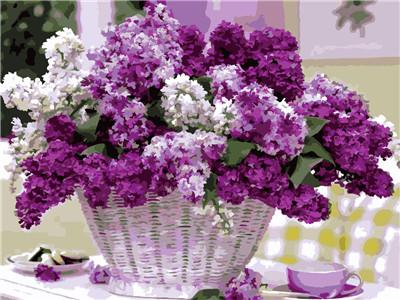 Картина по номерам "Сирень в корзине" 40*50см,крас.-акрил,кисть-3шт. (RA3707)