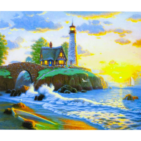 Картина по номерам 40 х 50см "Маяк на рассвете" Разноцветный Unison (3470)