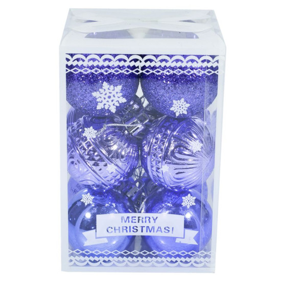 Набір  куль новорічних "Merry Christmas" D5см 12шт (0814)