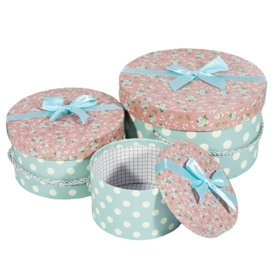 Подарункова коробка 058-23, кругла,  21.5*21.5*12cm/16.5*16.5*9/13*13*7.5cm   3шт. в наборі (058-23)