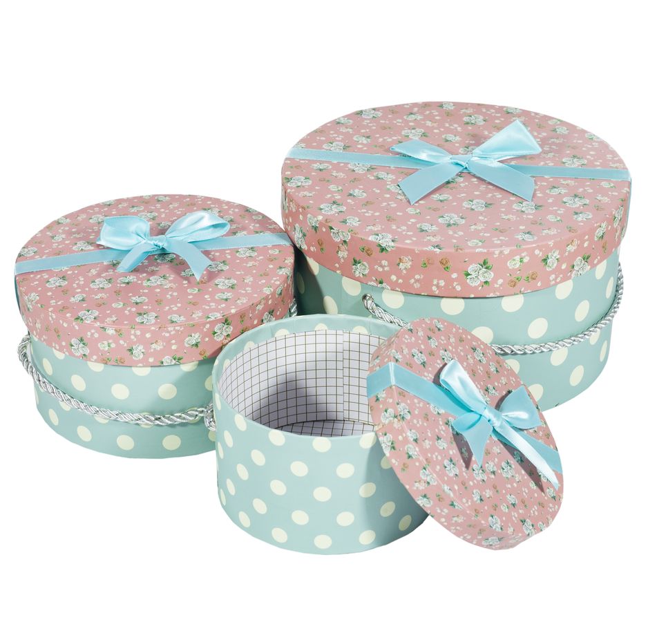 Подарункова коробка 058-23, кругла,  21.5*21.5*12cm/16.5*16.5*9/13*13*7.5cm   3шт. в наборі (058-23)