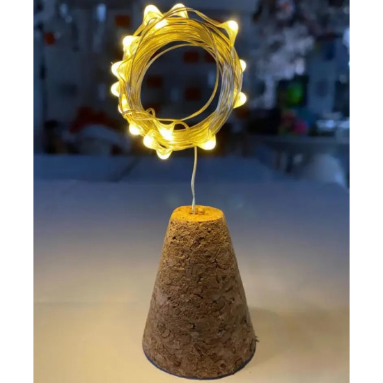 ПРОБКА-РОСА на батарейках 20 LED, 2м,  теплий білий Без бренду (1961-07)