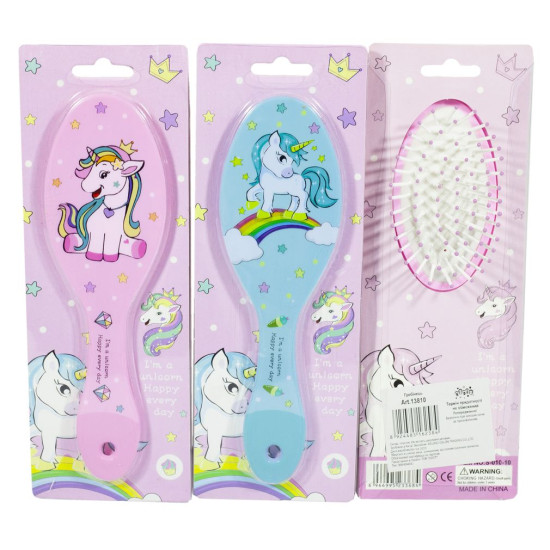 Расческа детская с рисунком на цветном блистере "Единороги" Unison (13810(S010))