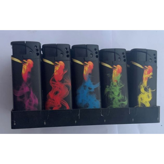 Зажигалка пластиковая Дым абстракция (турбо пламя) Разноцветный Unison (1308-5)