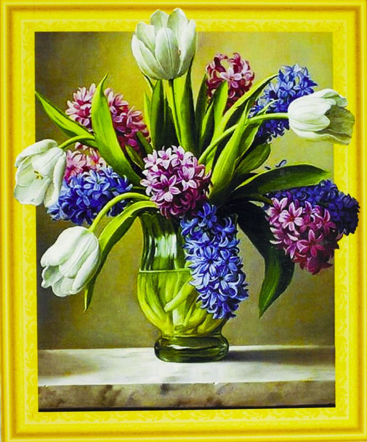 Алмазная мозаика  3D по номерам 40*50см "Весенний букет"031 (031)
