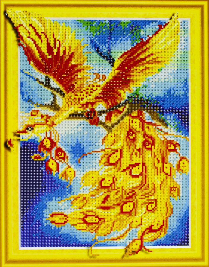 Алмазная мозаика  3D по номерам 40*50см "Жар-птица"014 (014)
