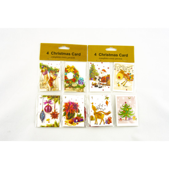 Открытка новогодняя  3D 210г, 4шт/уп, 5,5 х 8см Белый Unison (937)