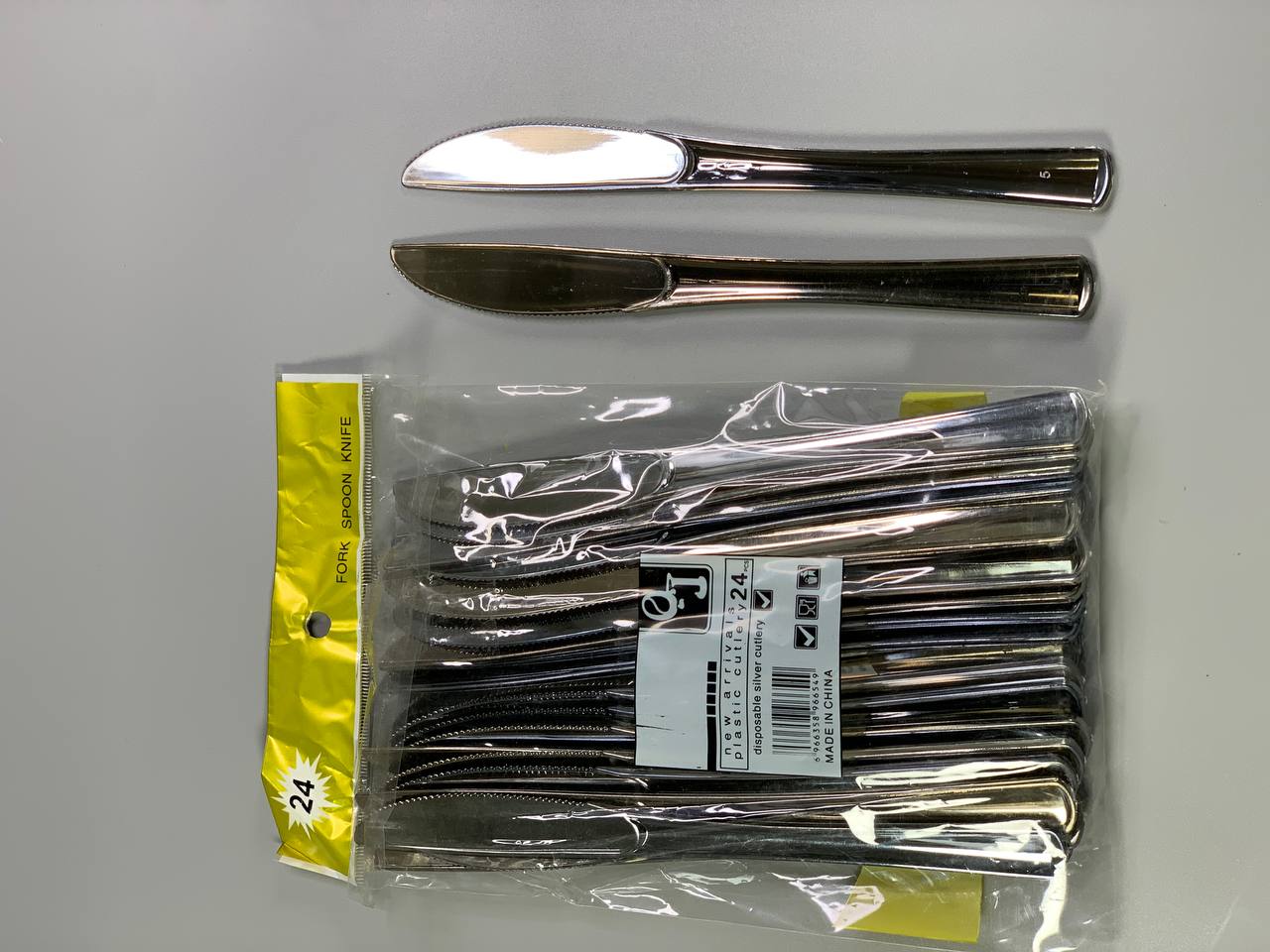 Ножи пластиковые серебро, 17см, 24шт/уп Серебряный Unison (7500-46)