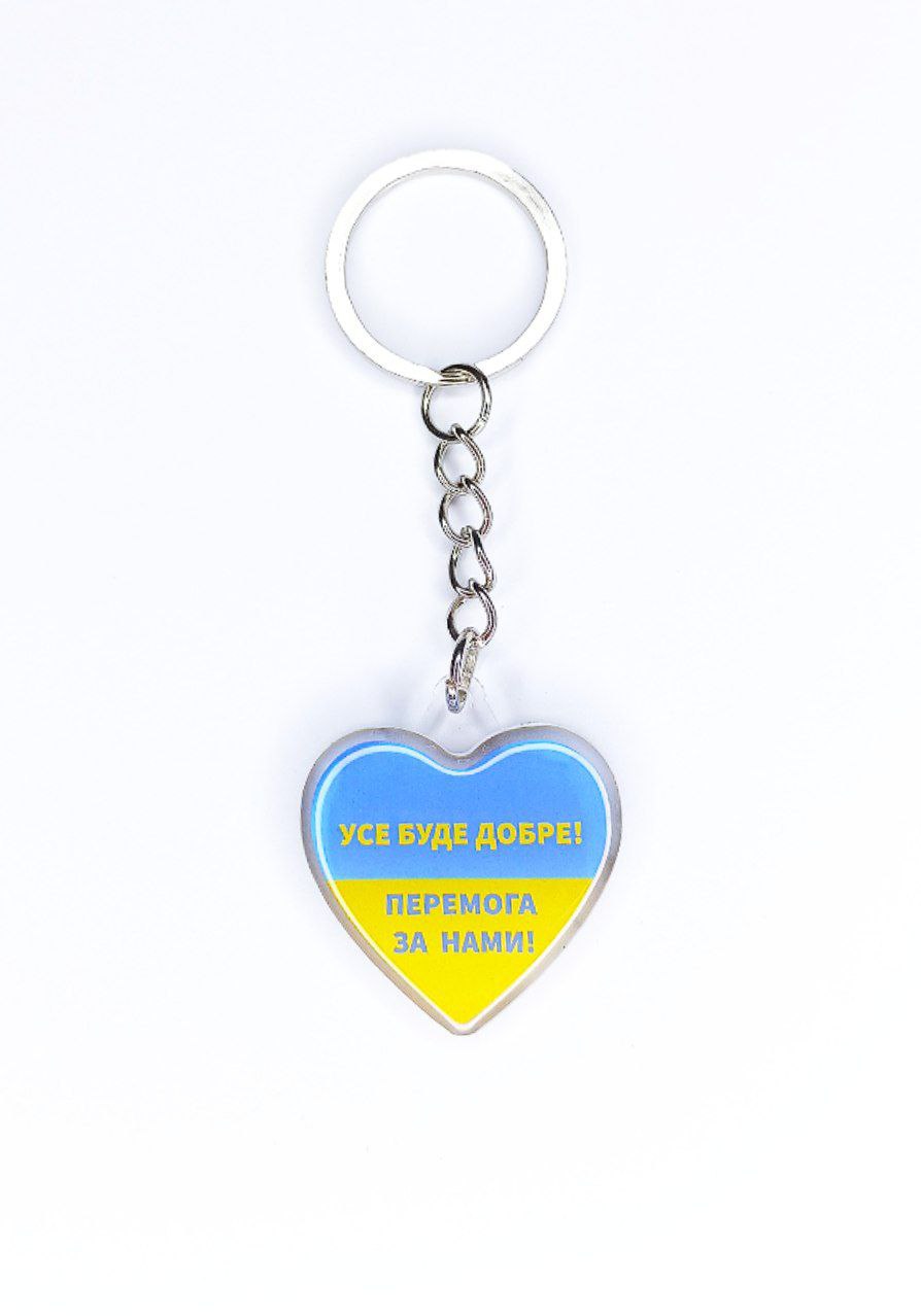 Брелок акриловый сердце 32 х 36мм, шильда 30 х 32мм Желто-синий Unison (UNB-1003)