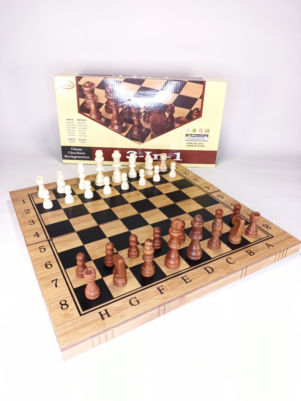 Игра настольная 3 в 1 "Шахматы, шашки, нарды" из дерева 40см Unison (940-2)