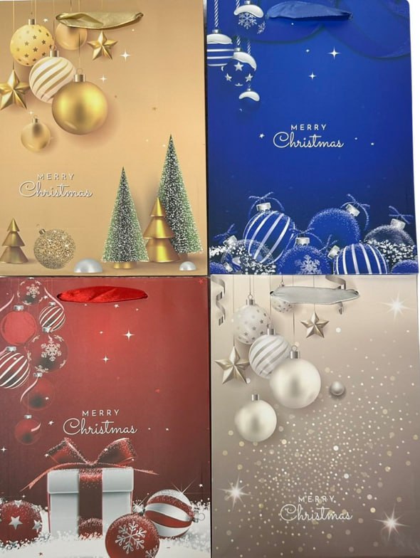 Пакет новорічний , 17.5х24х8см 210гр, 4 дизайни Різнокольоровий Unison (C-3002-4)