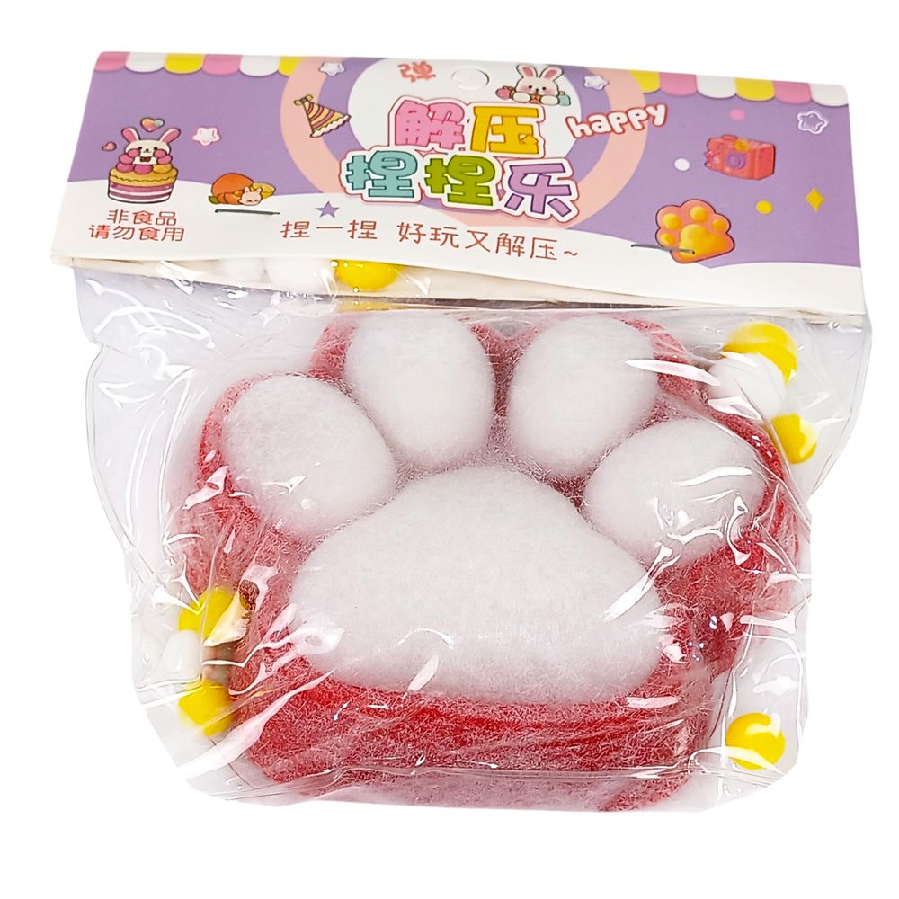 Таба сквиш антистресс лапка меховая ароматизированная 12см красная (713002  red + white)