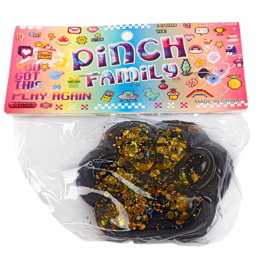 Таба сквиш антистресс  7см Лапка черная+  золото (712246  gold)