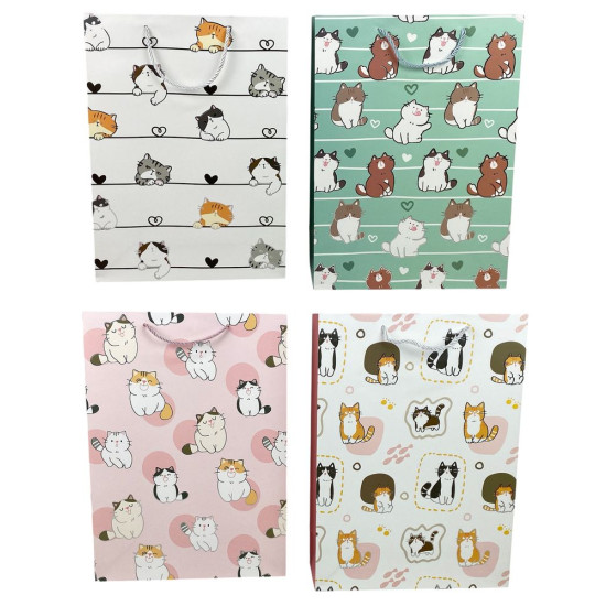 Пакет подарочный с фольгой 26 х 32 х 12см, 210гр, Котики (526C-M)