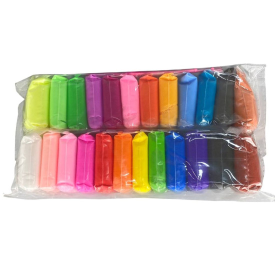 Масса для лепки супер легкий, 24 цвета, 195гр со стеками Разноцветный Без бренда (832770)