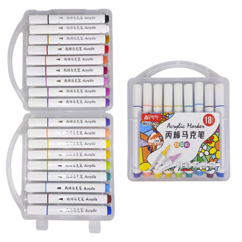 Набор акриловых скетч маркеров Aodemei 18шт (6128-18M)
