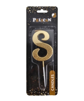 Свеча-цифра с блестками "8", золото 5см (863308)