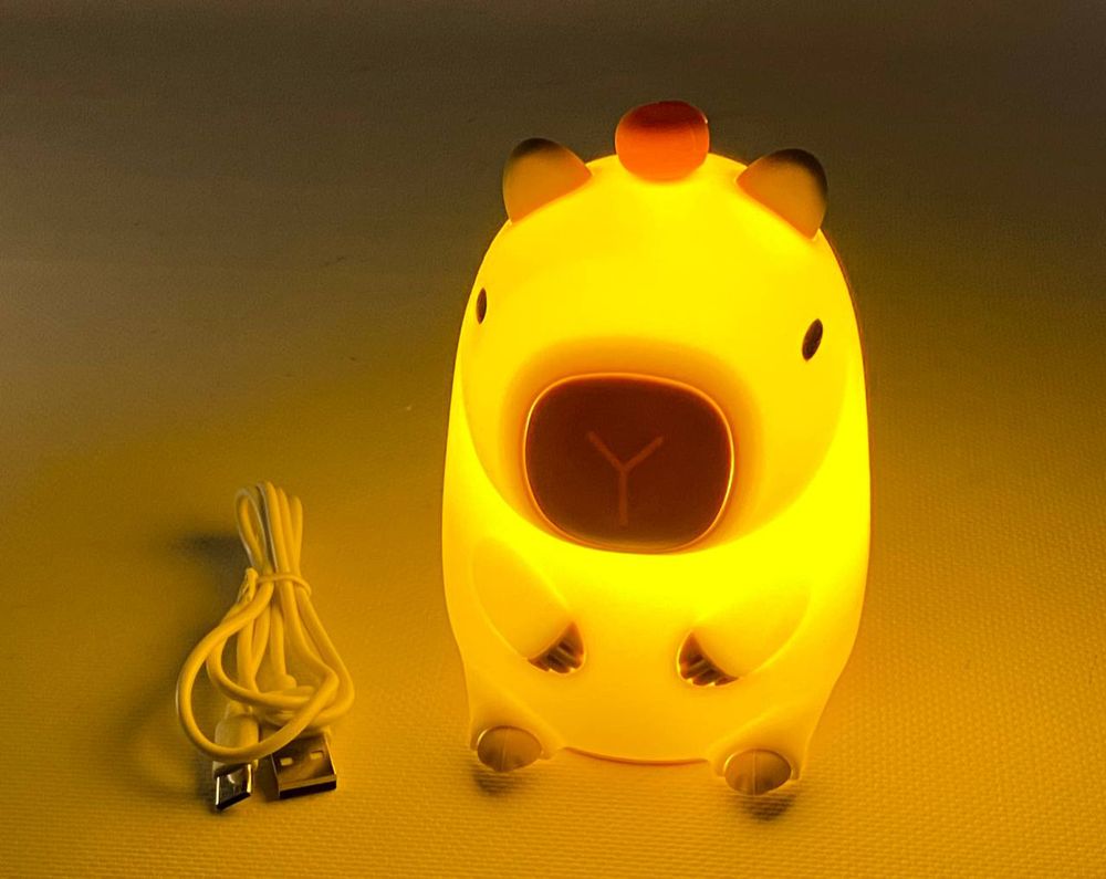 Лампа-нічник дитяча сенсорна силіконова  "Капібара" змінює  5 кольорів, 13 х 9см, USB (303- L)