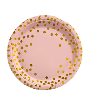 Тарелки бумажные TM Pelican 18cm "Розовые с золотым горошком" - 10шт (871609)
