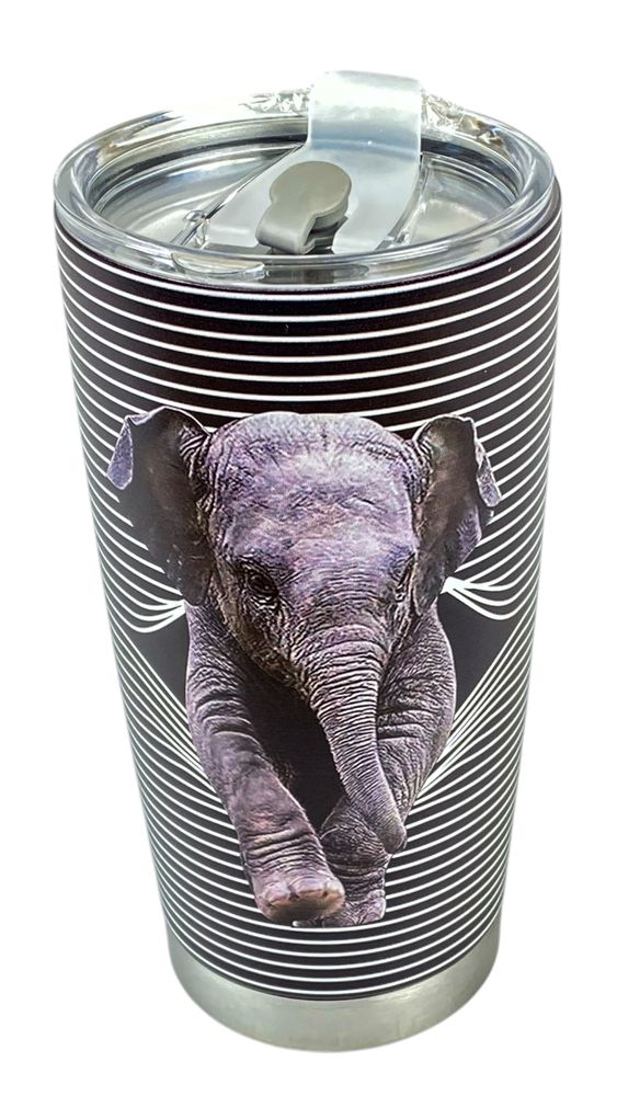 Термо-стакан металлический 590 мл "Слон-3D" с крышкой (590-2)