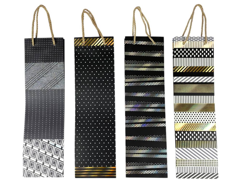 Пакет подарочный под бутылку, 4 дизайна, 210g, 11 x 38 x 11см (YM-JD-1114-S)