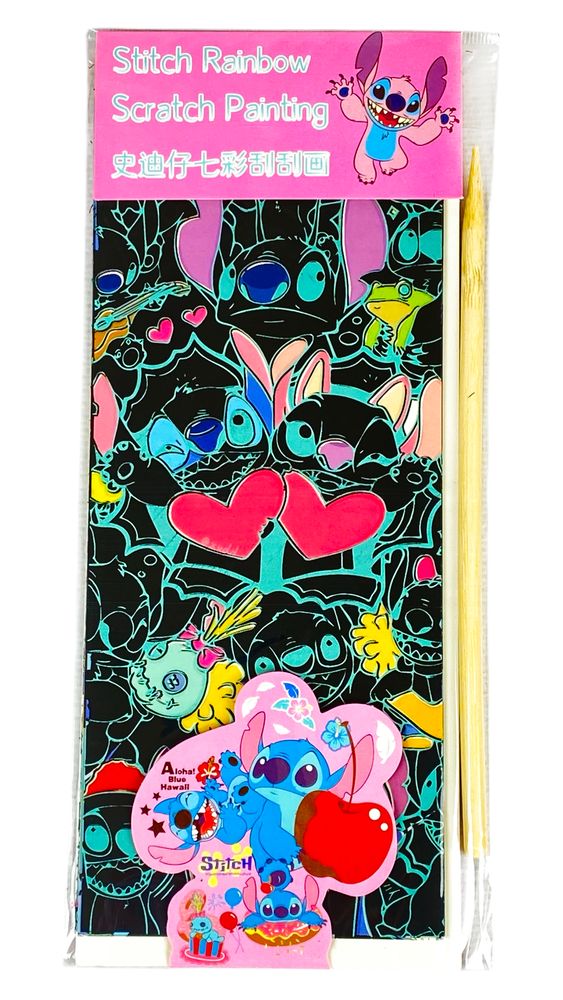 Гравюра 4 листа "Стич" 8,5 х 21см + деревянная палочка (671-05)