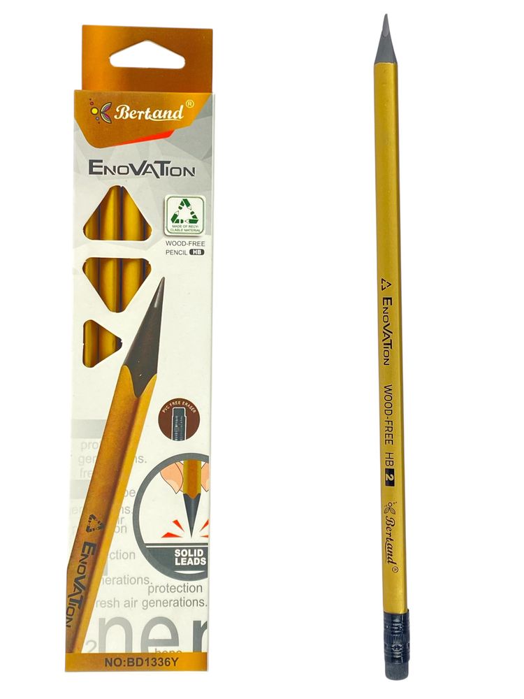 Олівці чорнографітні, HB, трикутніи пластикові, золоті Золотий Без бренду (BD1336Y gold)