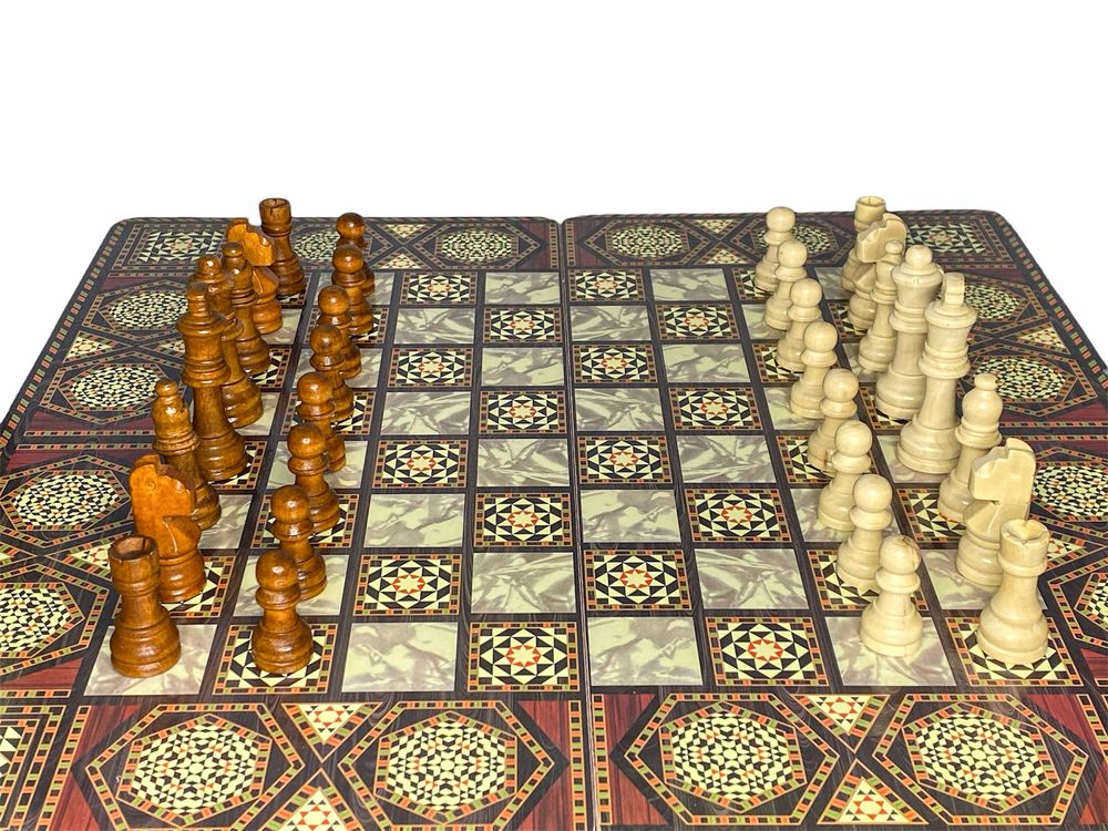 Гра настільна 3 в 1 "Шахи,шашки,нарди" з дерева 49см (948-2)