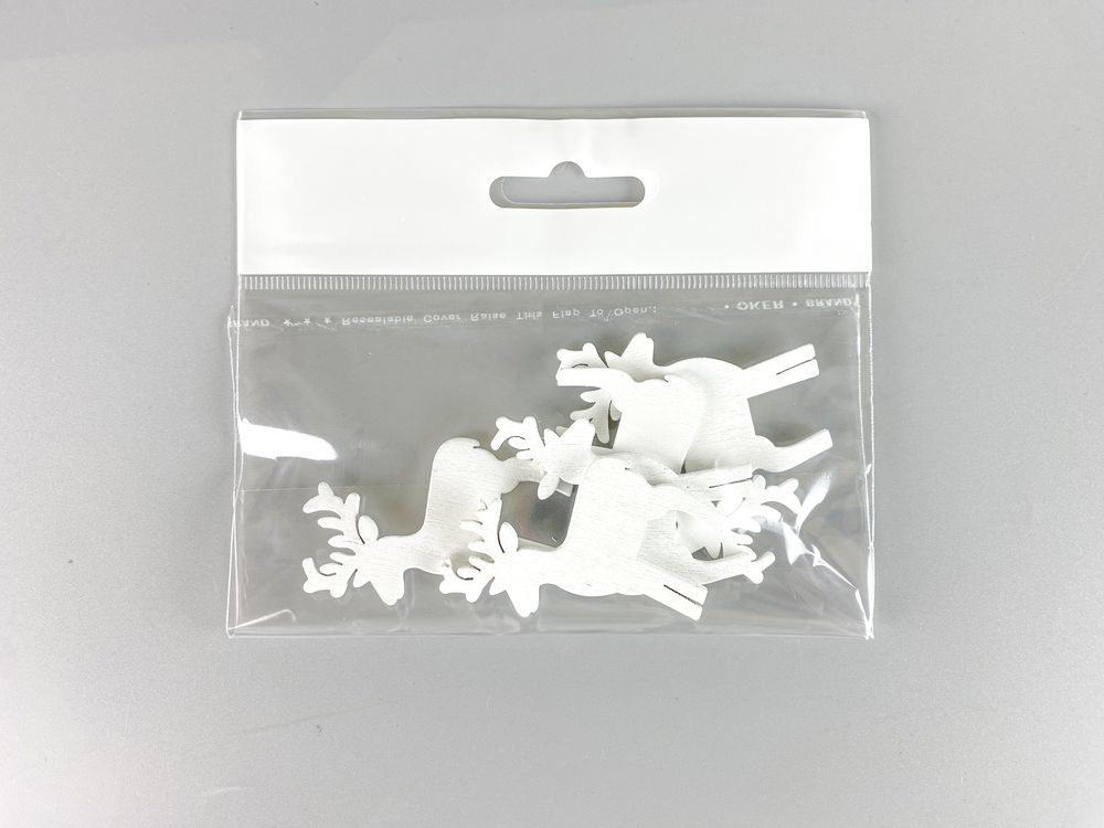 Дерев'яний олень 5 х 6см, білий, 5шт (TK-035)