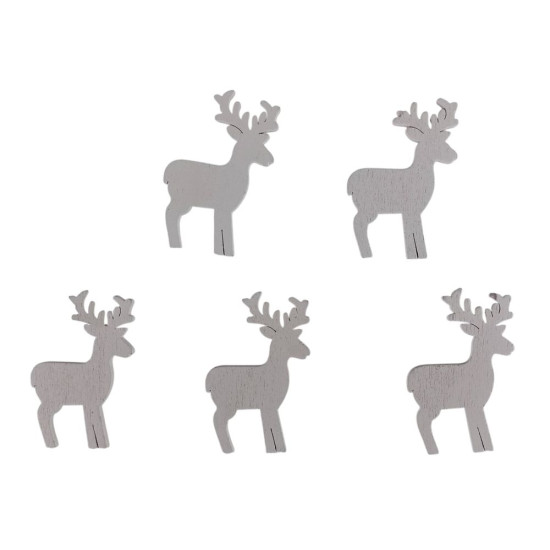 Дерев'яний олень 5 х 6см, білий, 5шт (TK-035)