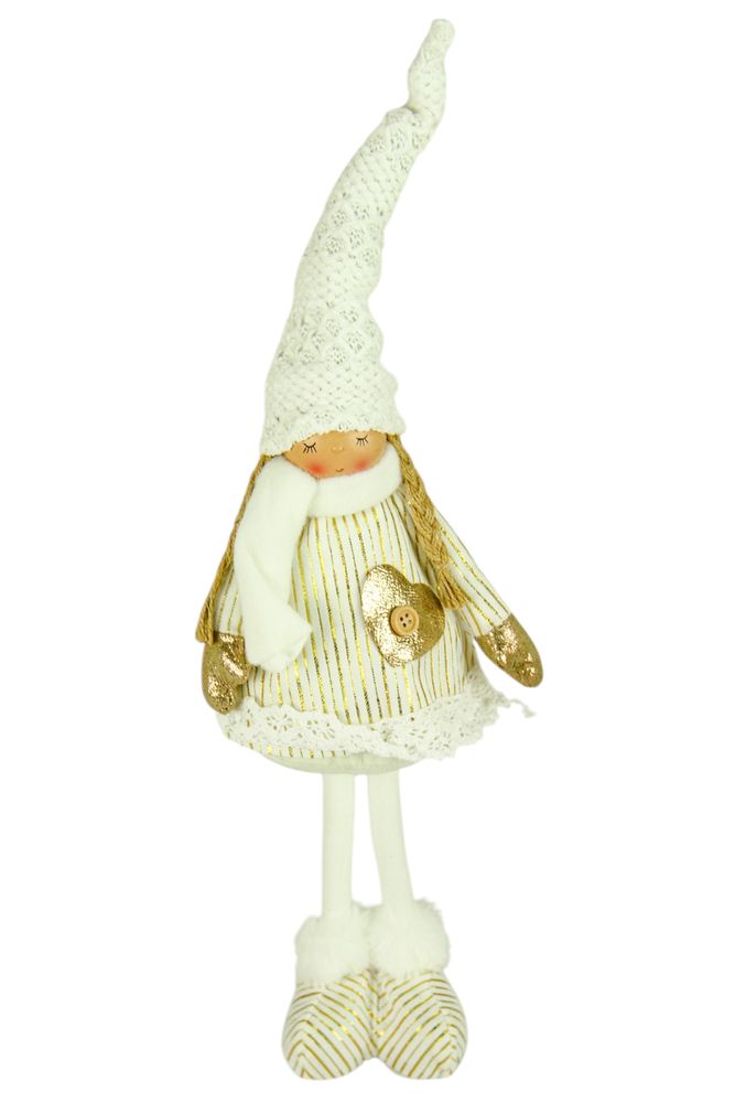 Новогодняя мягкая игрушка Девочка в бело-золотом 44см (L01153)