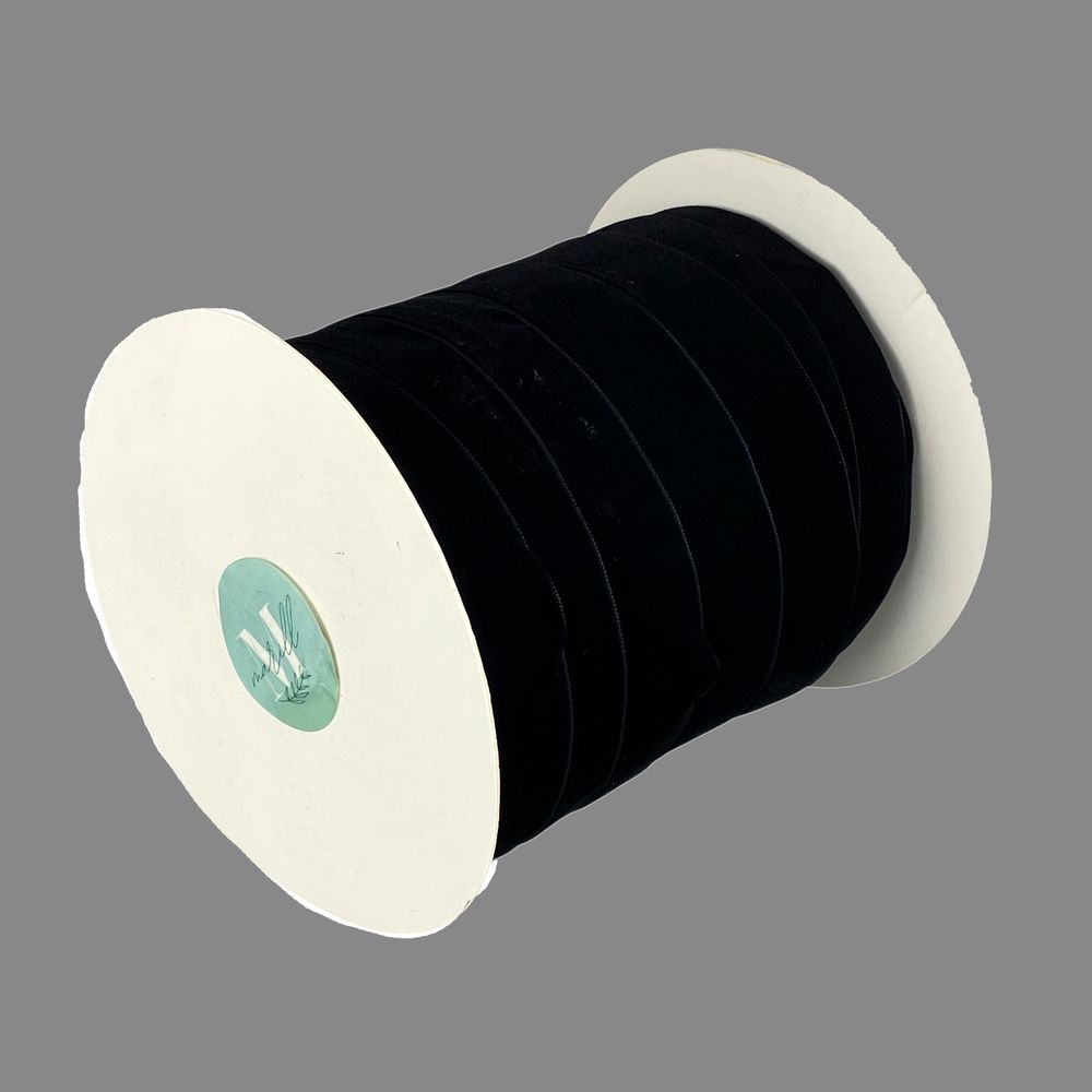 Бархатная лента  2,5 см  х 20 ярдов Черный Marill (D00825- С03  Black)