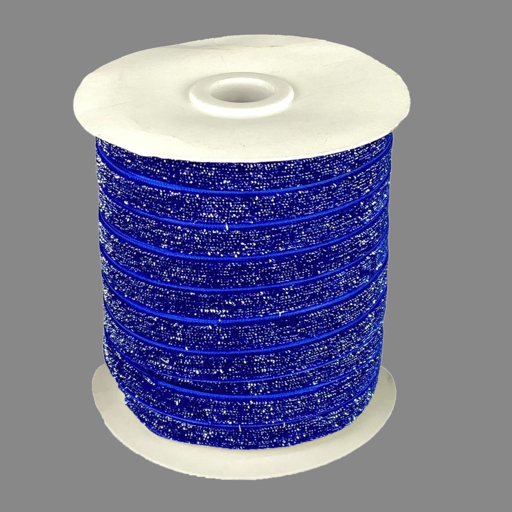 Бархатная лента блестящая 1,0 см х  50 ярдов Синий Marill (D16710- C 127)